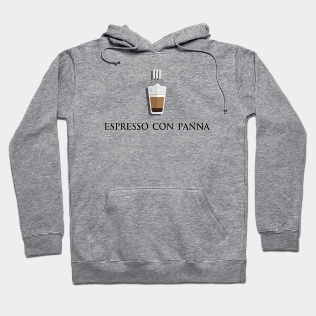 Hot Espresso con panna coffee front view in flat design style Hoodie by FOGSJ